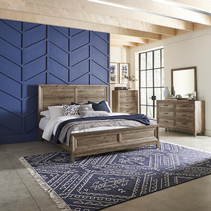 Ridgecrest King Panel Bed, Dresser & Mirror, Chest