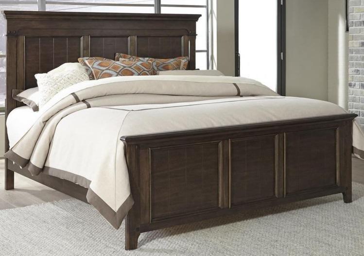 Liberty Furniture Saddlebrook Queen Panel Bed in Tobacco Brown