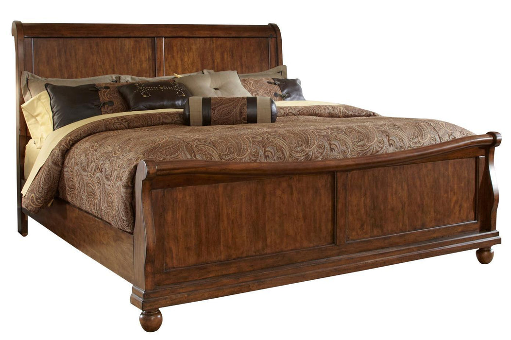 Liberty Furniture Rustic Traditions King Sleigh Bed in Rustic Cherry
