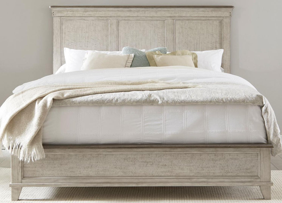 Liberty Furniture Ivy Hollow King Panel Bed in Weathered Linen