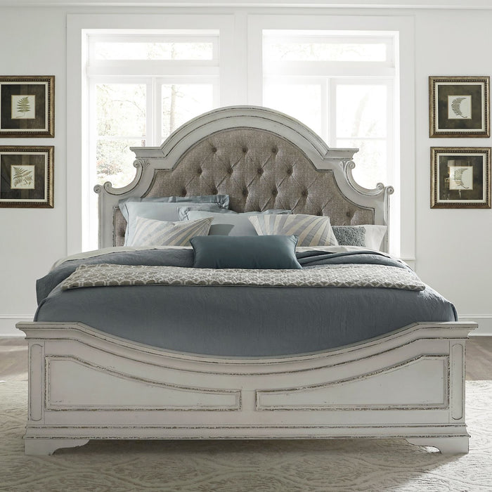 Magnolia Manor King Uph Bed, Dresser & Mirror