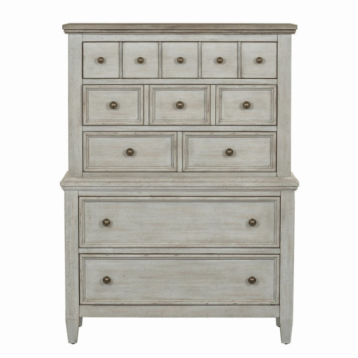 Heartland Queen Panel Bed, Dresser & Mirror, Chest, Night Stand