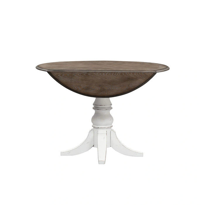 Magnolia Manor Drop Leaf Table in Antique White Base w/ Weathered Bark Tops image