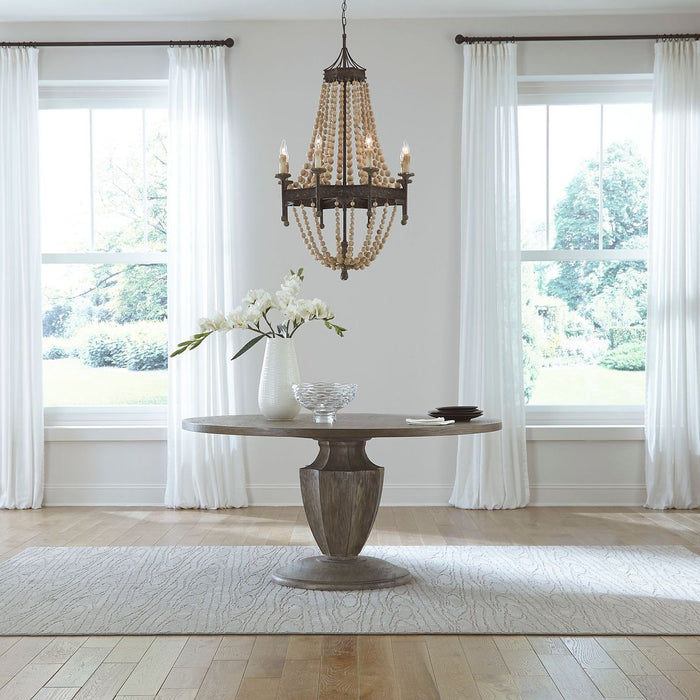 Liberty Furniture Westfield Round Pedestal Table in Havana Brown