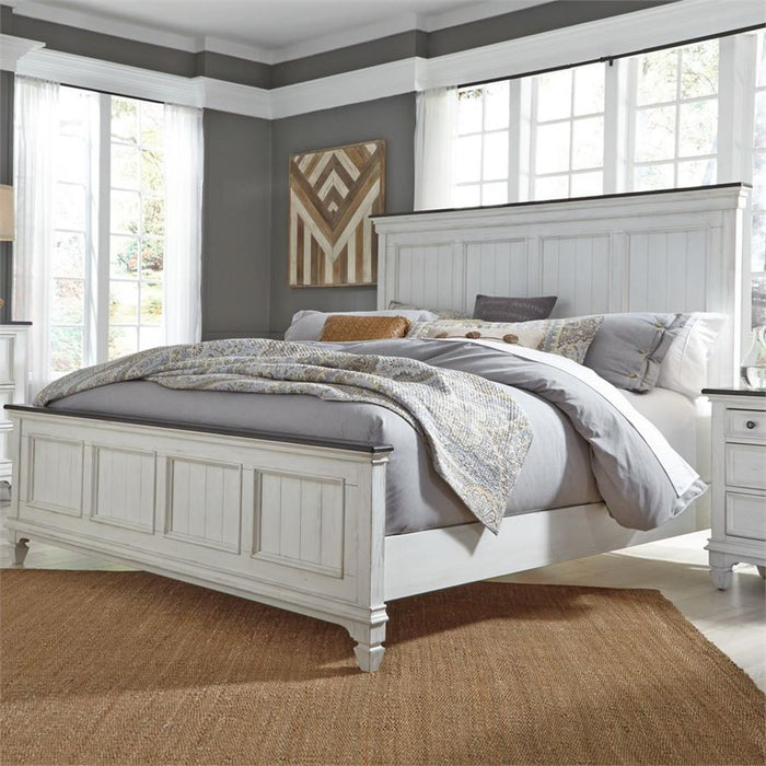Liberty Furniture Allyson Park California King Panel Bed in Wirebrushed White