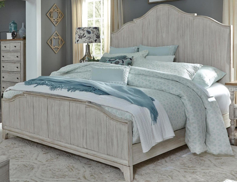 Liberty Furniture Farmhouse Reimagined King Panel Bed in Antique White