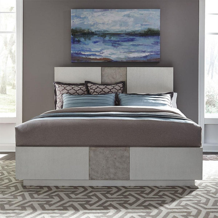 Liberty Furniture Mirage King Travertine Panel Bed in Wirebrushed White