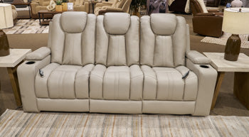 Elevate Edges Reclining Sofa with Drop Down Table - Williston Home Furniture (Williston, FL)