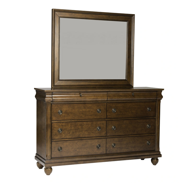 Rustic Traditions Sleigh Bed, Dresser & Mirror image